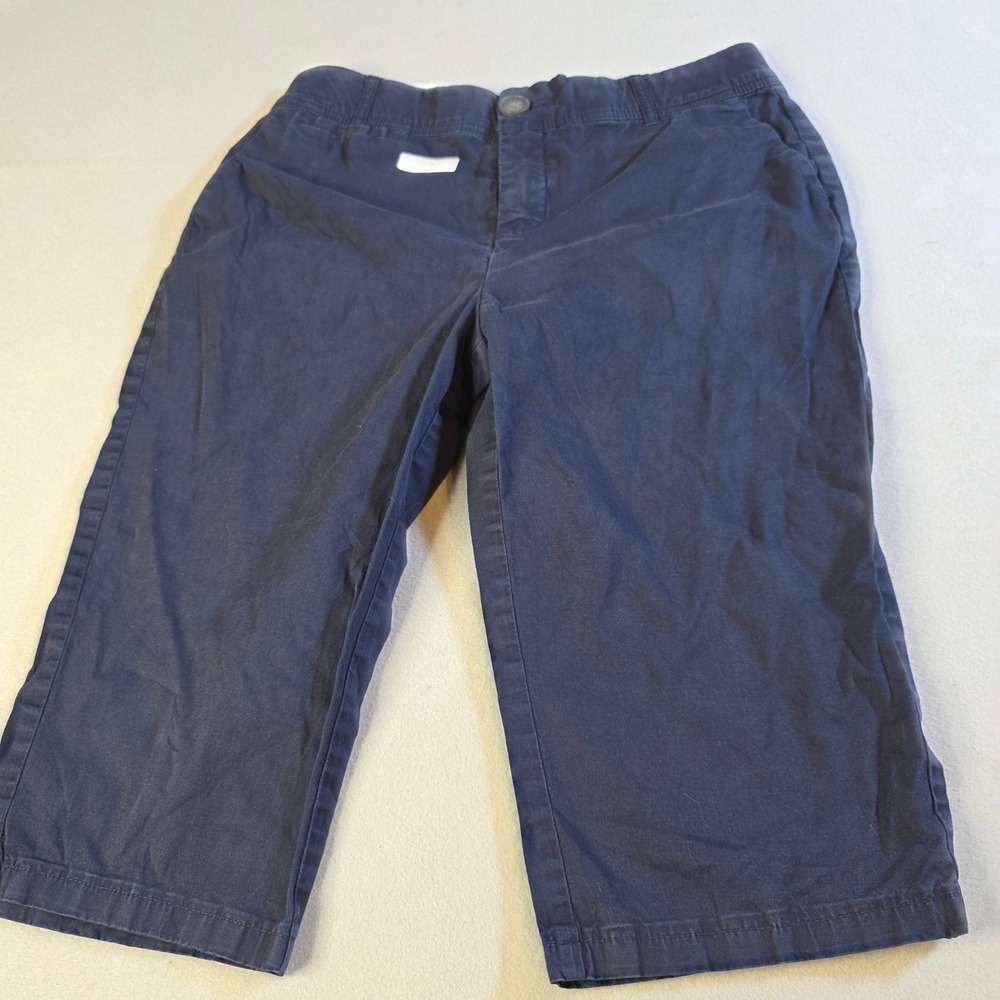 Christopher & Banks Petite Navy Blue Capri Pants Size 4P Cotton Blend Cropped